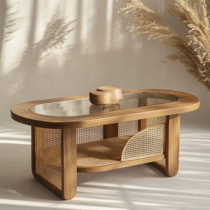 Wabi-sabi style solid wood coffee table, living room home tea table sofa, glass tea table, simple small table - Image 7