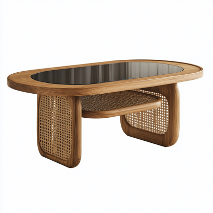 Wabi-sabi style solid wood coffee table, North American imported coffee table, ancient-style tea table storage table - Image 3