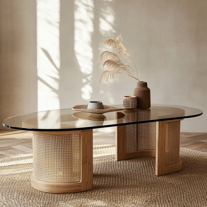 Wabi-sabi style solid wood coffee table, living room home tea table sofa, glass tea table, simple small table - Image 2