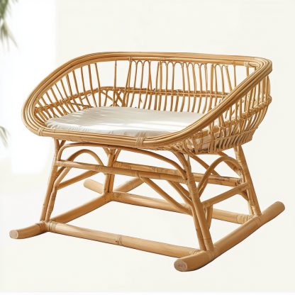 Wabi-sabi style real Japanese wood color rattan bed modern and simple home windproof guesthouse baby bed - Image 5