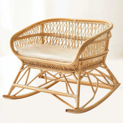 The wind solid wood rattan woven baby crib is a modern and simple natural wood color hotel bedroom home small-sized thickened rattan woven bed - Image 8