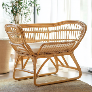 Wabi-sabi style solid wood rattan baby crib, modern and simple Japanese style, wabi-sabi style, retro original solid wood rattan baby crib