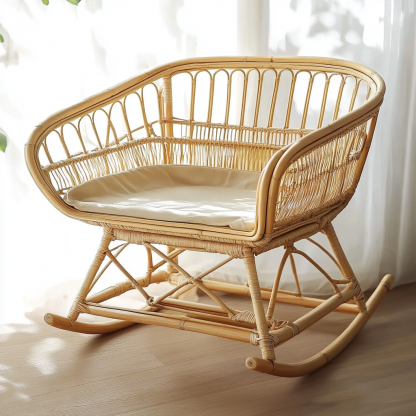Wabi-sabi style, modern and simple, natural wood color, small home baby room, leisure lounge chair, outdoor balcony - Image 9