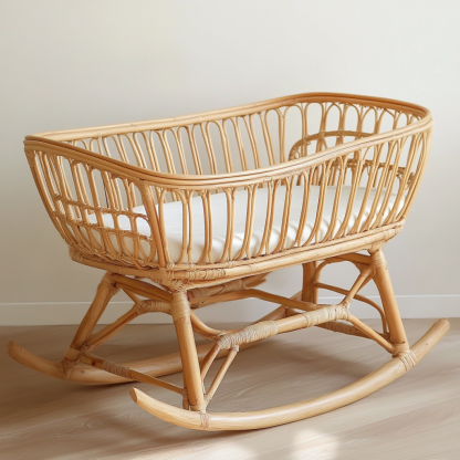 Wabi-sabi style solid wood rattan rocking chair, a modern and simple Japanese wabi-sabi style retro solid wood rattan rocking chair - Image 8