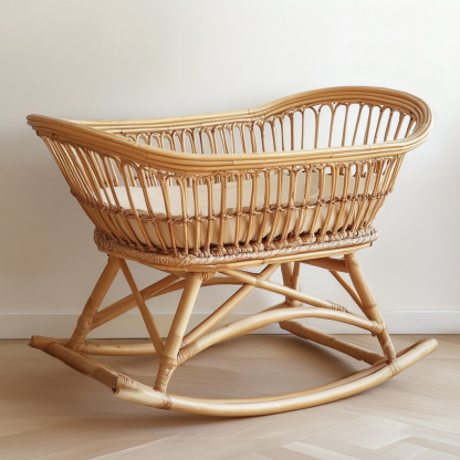 Wabi-sabi style solid wood rattan rocking chair, a modern and simple Japanese wabi-sabi style retro solid wood rattan rocking chair - Image 7