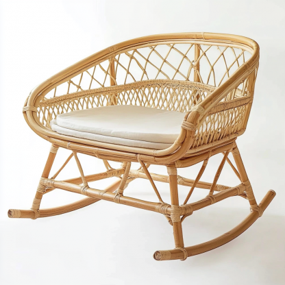 The wind solid wood rattan woven baby crib is a modern and simple natural wood color hotel bedroom home small-sized thickened rattan woven bed - Image 2