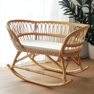 Wabi-sabi style solid wood floor-standing baby crib, economical and practical bedroom for small apartments, portable and sittable small bed for children