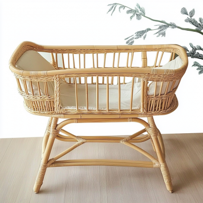 Wabi-sabi style solid wood floor-standing baby crib, economical and practical bedroom for small apartments, portable and sittable small bed for children - Image 7