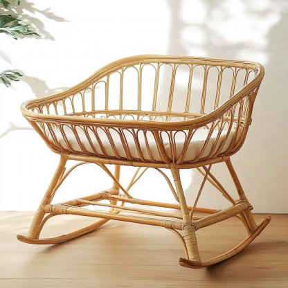 Wabi-sabi style solid wood floor-standing baby crib, economical and practical bedroom for small apartments, portable and sittable small bed for children - Image 6