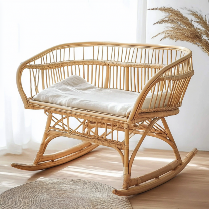 Wabi-sabi style baby crib, solid wood bedroom, children's room, full solid wood, Japanese tatami bedv - Image 4