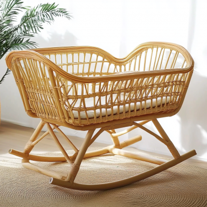 Wabi-sabi style baby crib, solid wood bedroom, children's room, full solid wood, Japanese tatami bedv - Image 2