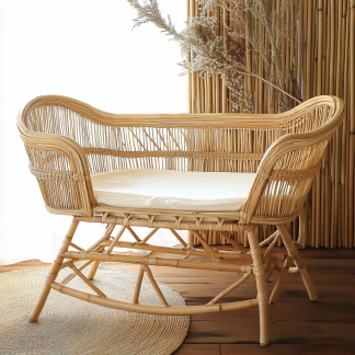 The wind solid wood rattan woven baby crib is a modern and simple natural wood color hotel bedroom home small-sized thickened rattan woven bed