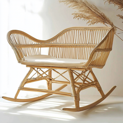 The wind solid wood rattan woven baby crib is a modern and simple natural wood color hotel bedroom home small-sized thickened rattan woven bed - Image 6