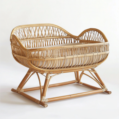 Wabi-sabi style solid wood rattan rocking chair, a modern and simple Japanese wabi-sabi style retro solid wood rattan rocking chair - Image 2