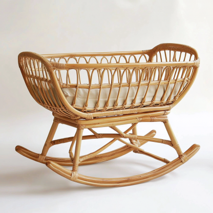 Wabi-sabi style solid wood rattan rocking chair, a modern and simple Japanese wabi-sabi style retro solid wood rattan rocking chair - Image 10