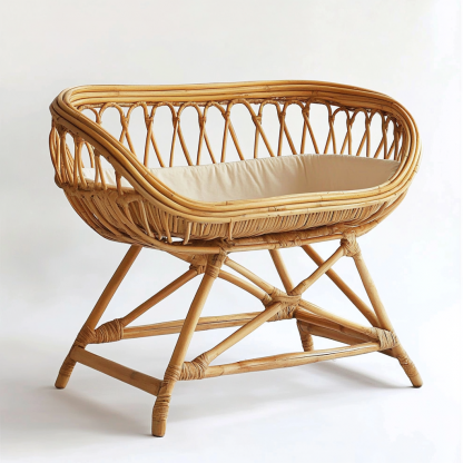 Wabi-sabi style solid wood rattan rocking chair, a modern and simple Japanese wabi-sabi style retro solid wood rattan rocking chair - Image 9