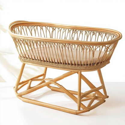 Wabi-sabi style solid wood floor-standing baby crib, economical and practical bedroom for small apartments, portable and sittable small bed for children - Image 5