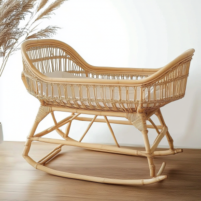 Wabi-sabi style solid wood floor-standing baby crib, economical and practical bedroom for small apartments, portable and sittable small bed for children - Image 3