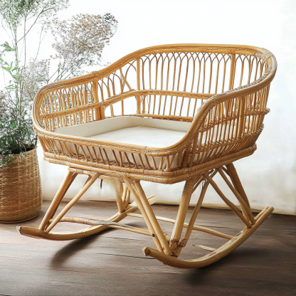 Wabi-sabi style, modern and simple, natural wood color, small home baby room, leisure lounge chair, outdoor balcony - Image 5