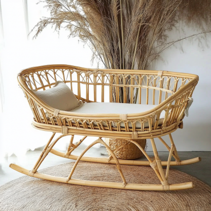 Wabi-sabi style, modern and simple, natural wood color, small home baby room, leisure lounge chair, outdoor balcony - Image 4