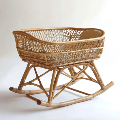 Wabi-sabi style solid wood wicker baby bed, tatami bed, Japanese-style bedroom, Japanese wabi-sabi style solid wood bed - Image 3