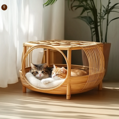 Four-season universal semi-enclosed cat nest, cat cage, cat villa, double-layer cat nest, warm cat nest in autumn and winter, cat house - Image 3