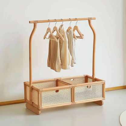 Wabi-sabi style wicker floor-standing coat rack for homestays, hotels, model rooms, decorative items, Zen, Japanese and Chinese styles - Image 7