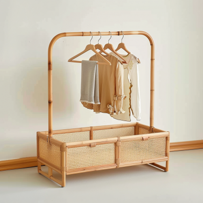 Wabi-sabi style wicker floor-standing coat rack for homestays, hotels, model rooms, decorative items, Zen, Japanese and Chinese styles - Image 6