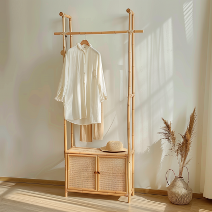 Bedroom clothes hanger, household solid wood secondary clean clothes and hat drying rack, simple second-hand clothes storage rack - Image 2