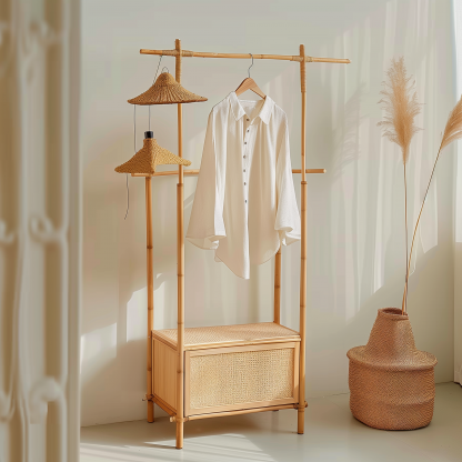 Bedroom clothes hanger, household solid wood secondary clean clothes and hat drying rack, simple second-hand clothes storage rack - Image 3