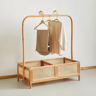 Wabi-sabi style wicker bedside table, homestay hotel model room decorative items, Zen-like Japanese and Chinese retro style