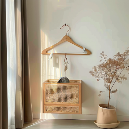 Wabi-sabi style wicker bedside table, homestay hotel model room decorative items, Zen-like Japanese and Chinese retro style - Image 5