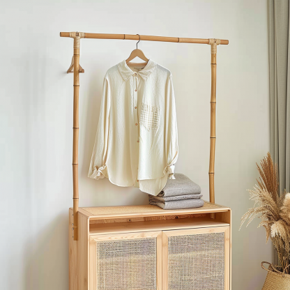 Wabi-sabi style wicker floor-standing coat rack for homestays and hotels, decorative items for model rooms, Zen, Japanese and Chinese retro styles - Image 7