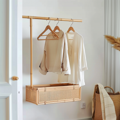 Bedroom clothes hanger, household solid wood secondary clean clothes and hat drying rack, simple second-hand clothes storage rack - Image 5