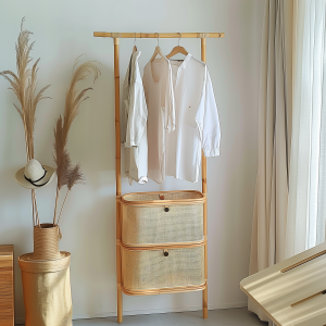 A floor-standing clothes hanger, a simple household storage rack for clothes and hats, a storage rack for clothes at the entrance of the bedroom and in the dormitory