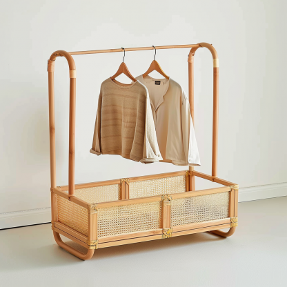 Wabi-sabi style rattan shoe cabinet, homestay hotel model room decorative items, Zen-like Japanese and Chinese retro style - Image 9
