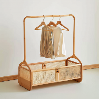Wabi-sabi style rattan shoe cabinet, homestay hotel model room decorative items, Zen-like Japanese and Chinese retro style