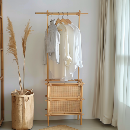 Bedroom clothes hanger, household solid wood secondary clean clothes and hat drying rack, simple second-hand clothes storage rack - Image 11