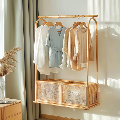 Wabi-sabi style wicker bedside table, homestay hotel model room decorative items, Zen-like Japanese and Chinese retro style - Image 6