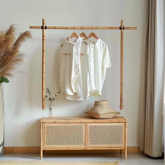 Wabi-sabi style wicker bedside table, homestay hotel model room decorative items, Zen-like Japanese and Chinese retro style