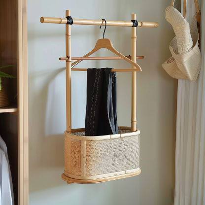 Bedroom clothes hanger, household solid wood secondary clean clothes and hat drying rack, simple second-hand clothes storage rack - Image 9