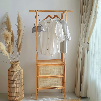Bedroom clothes hanger, household solid wood secondary clean clothes and hat drying rack, simple second-hand clothes storage rack - Image 6
