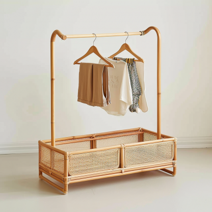 Wabi-sabi style wicker floor-standing coat rack for homestays, hotels, model rooms, decorative items, Zen, Japanese and Chinese styles - Image 9