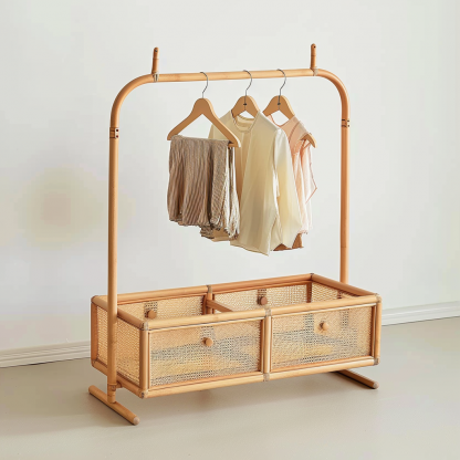 Wabi-sabi style wicker floor-standing coat rack for homestays, hotels, model rooms, decorative items, Zen, Japanese and Chinese styles - Image 8