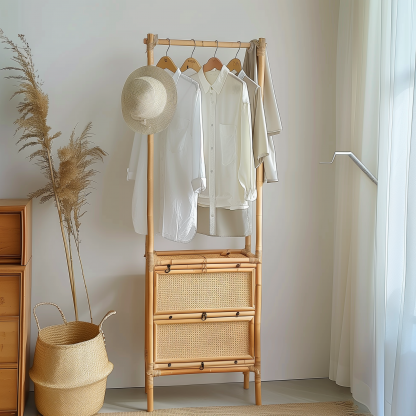 Bedroom clothes hanger, household solid wood secondary clean clothes and hat drying rack, simple second-hand clothes storage rack - Image 10