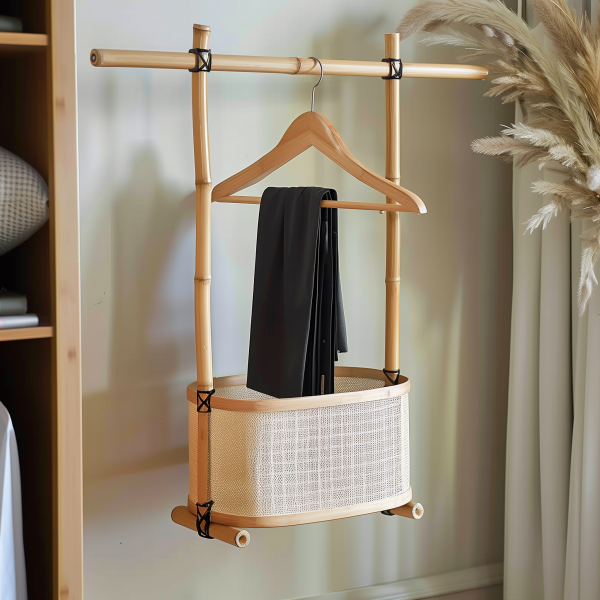 A floor-to-ceiling, space-saving, open, movable iron rack for storing clothes at the bedside in the bedroom - 图片 10