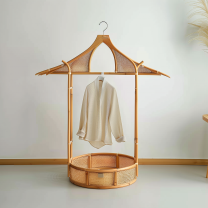 Bedroom clothes hanger, household solid wood secondary clean clothes and hat drying rack, simple second-hand clothes storage rack - Image 10