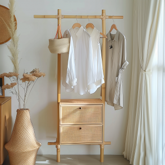Bedroom clothes hanger, household solid wood secondary clean clothes and hat drying rack, simple second-hand clothes storage rack