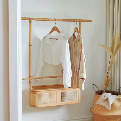 Bedroom clothes hanger, household solid wood secondary clean clothes and hat drying rack, simple second-hand clothes storage rack - Image 9