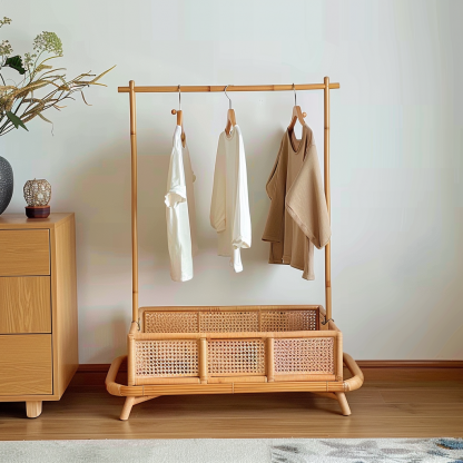 Wabi-sabi style wicker bedside table, homestay hotel model room decorative items, Zen-like Japanese and Chinese retro style - Image 9